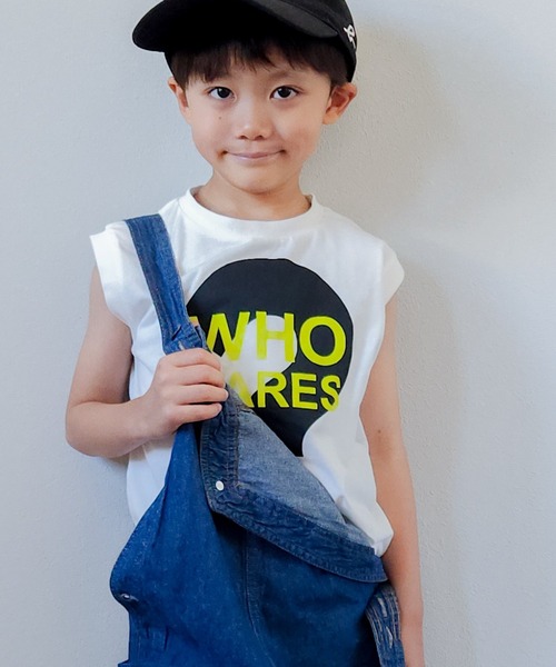 MAKE YOUR DAY(メイクユアデイ)の「!?プリントタンクトップ■80~140cm(タンクトップ・キッズ・ブラック/オフホワイト・140/120/90/80/130/110/100)」の2枚目の写真