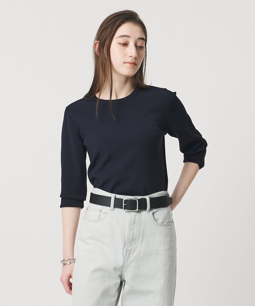 UNITED ARROWS(ユナイテッドアローズ)の「コンパクト クルーネック ニット ‐ウォッシャブル‐(ニット/セーター・レディース・オフホワイト/レッド/ネイビー・FREE)」の3枚目の写真