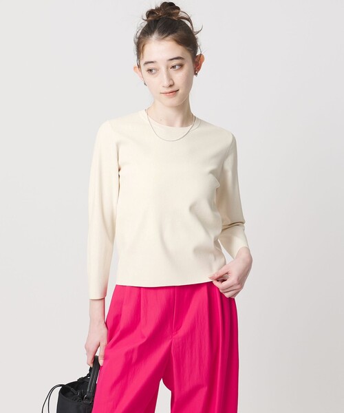 UNITED ARROWS(ユナイテッドアローズ)の「コンパクト クルーネック ニット ‐ウォッシャブル‐(ニット/セーター・レディース・オフホワイト/レッド/ネイビー・FREE)」の7枚目の写真