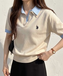 U.S. POLO ASSN.（ユーエスポロアッスン）の「【新色追加】GeeRA別注【U.S. POLO ASSN.】シャツ襟レイヤードポロニットトップス（Tシャツ/カットソー）」