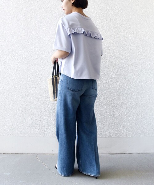 SHIPS(シップス)の「【WEB限定】〈接触冷感〉オーガニック コットン フリル TEE(Tシャツ/カットソー・レディース・ダークグレー/ライラック/オフホワイト・ONESIZE)」の11枚目の写真