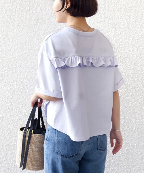 SHIPS(シップス)の「【WEB限定】〈接触冷感〉オーガニック コットン フリル TEE(Tシャツ/カットソー・レディース・ダークグレー/ライラック/オフホワイト・ONESIZE)」の15枚目の写真