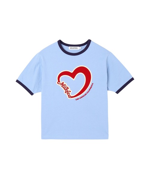 MILKFED.(ミルクフェド)の「HEART LOGO FLOCK PRINT RINGER TEE(Tシャツ/カットソー・レディース・ライトブルー/オートミール/チャコール・S/M)」の16枚目の写真