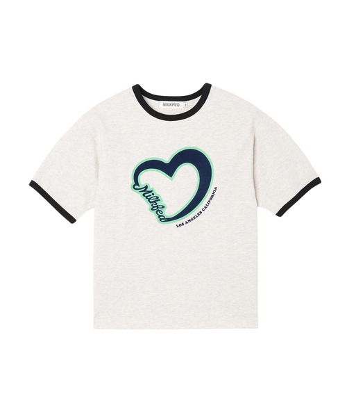 MILKFED.(ミルクフェド)の「HEART LOGO FLOCK PRINT RINGER TEE(Tシャツ/カットソー・レディース・ライトブルー/オートミール/チャコール・S/M)」の18枚目の写真