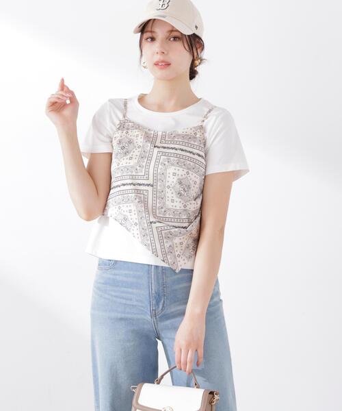 EDIT COLOGNE（エディットコロン）の「＜Ｅ＞ビスチェ付きカットソー / 1216167400（Tシャツ/カットソー・レディース・ベージュ/ライトグリーン・FREE）」の6枚目の写真
