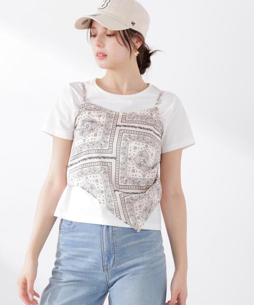 EDIT COLOGNE（エディットコロン）の「＜Ｅ＞ビスチェ付きカットソー / 1216167400（Tシャツ/カットソー・レディース・ベージュ/ライトグリーン・FREE）」の7枚目の写真