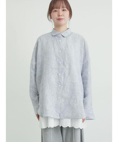 Samansa Mos2（サマンサ モスモス）の「リネンシャツ（シャツ/ブラウス・レディース・オフホワイト/ベージュ/チェック/ストライプ・F）」の10枚目の写真