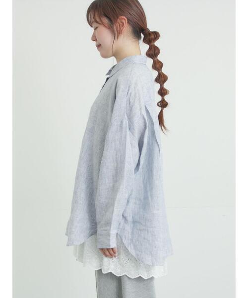 Samansa Mos2（サマンサ モスモス）の「リネンシャツ（シャツ/ブラウス・レディース・オフホワイト/ベージュ/チェック/ストライプ・F）」の11枚目の写真