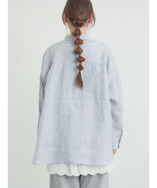 Samansa Mos2（サマンサ モスモス）の「リネンシャツ（シャツ/ブラウス・レディース・オフホワイト/ベージュ/チェック/ストライプ・F）」の12枚目の写真