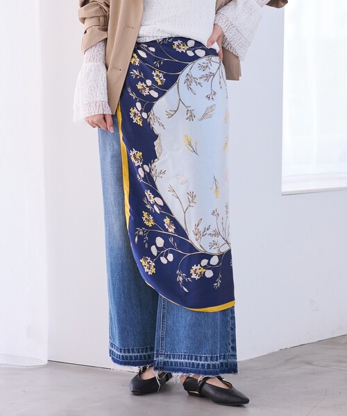 VIS（ビス）の「アソート柄スカーフ 90cm（バンダナ/スカーフ・レディース・ブルー系その他/ベージュ系その他・FREE）」の2枚目の写真