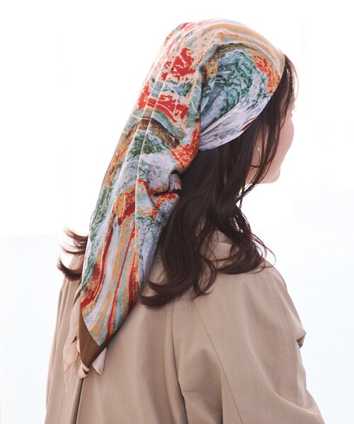 VIS（ビス）の「アソート柄スカーフ 90cm（バンダナ/スカーフ・レディース・ブルー系その他/ベージュ系その他・FREE）」の5枚目の写真
