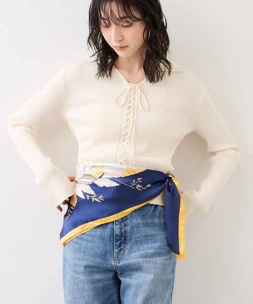 VIS（ビス）の「アソート柄スカーフ 90cm（バンダナ/スカーフ・レディース・ブルー系その他/ベージュ系その他・FREE）」の7枚目の写真