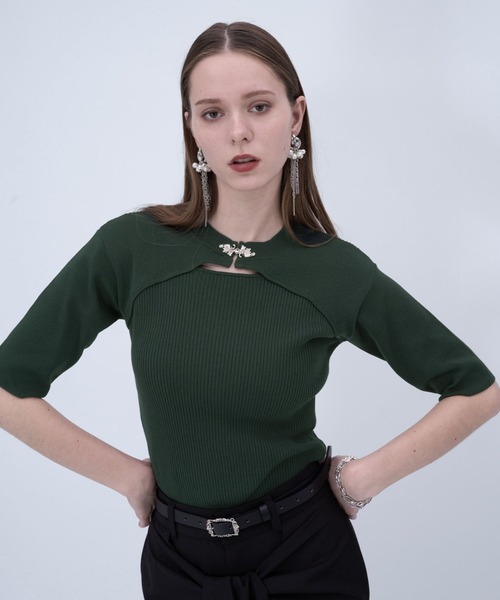 HARE（ハレ）の「モードカナグニットトップス(HARE)（ニット/セーター・レディース・ブルー/ブラック/グリーン・FREE）」の3枚目の写真