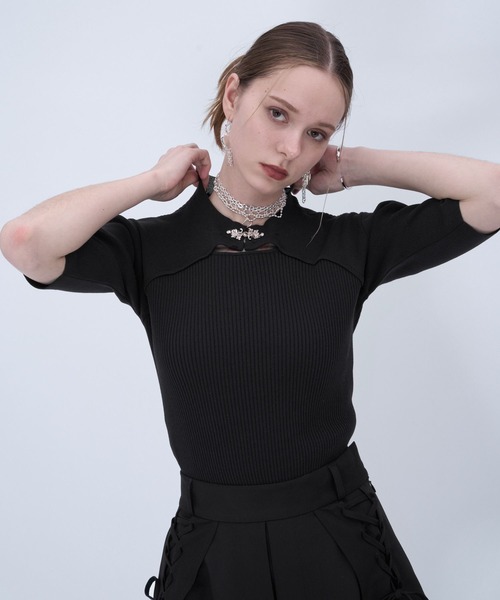 HARE（ハレ）の「モードカナグニットトップス(HARE)（ニット/セーター・レディース・ブルー/ブラック/グリーン・FREE）」の2枚目の写真