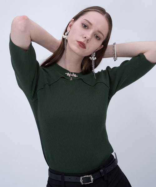 HARE（ハレ）の「モードカナグニットトップス(HARE)（ニット/セーター・レディース・ブルー/ブラック/グリーン・FREE）」の17枚目の写真