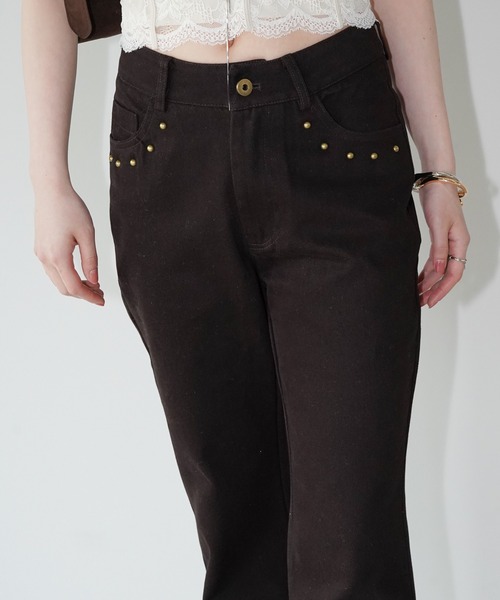 chuclla(チュクラ)の「セミフレアパンツ chw26s159(その他パンツ・レディース・ダークブラウン/オフホワイト・L/M/S)」の2枚目の写真