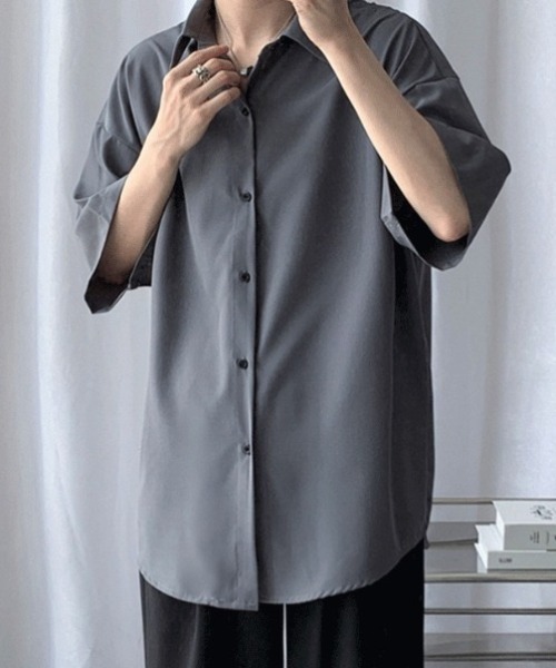 WYZ wear(ダブリューワイジィーウェア)の「ネクタイ付きオーバーサイズ半袖シャツ/ユニセックス(シャツ/ブラウス・メンズ・ブラック/グレー/ホワイト・XL/L/M)」の20枚目の写真