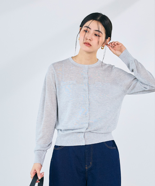 CROSS FUNCTION（クロスファンクション）の「《洗える》サマ美え フロントポケットシアーカーディガン【CROSS FUNCTION/クロスファンクション】（カーディガン/ボレロ・レディース・ブラック/ブルー/ベージュ/ライトグレー・M/L/LL）」の8枚目の写真