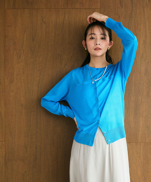 CROSS FUNCTION（クロスファンクション）の「《洗える》サマ美え フロントポケットシアーカーディガン【CROSS FUNCTION/クロスファンクション】（カーディガン/ボレロ・レディース・ブラック/ブルー/ベージュ/ライトグレー・M/L/LL）」の10枚目の写真