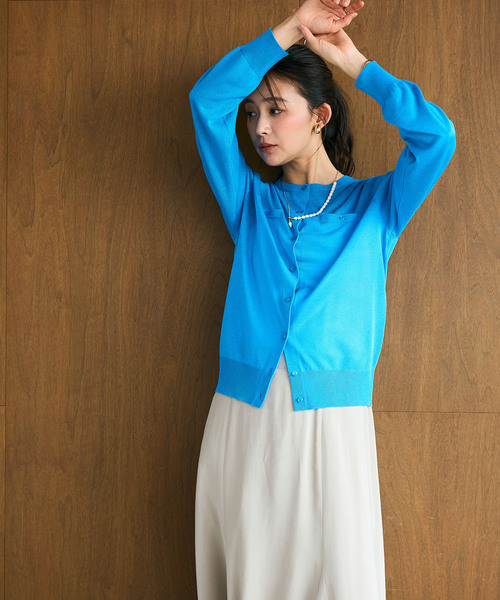 CROSS FUNCTION（クロスファンクション）の「《洗える》サマ美え フロントポケットシアーカーディガン【CROSS FUNCTION/クロスファンクション】（カーディガン/ボレロ・レディース・ブラック/ブルー/ベージュ/ライトグレー・M/L/LL）」の11枚目の写真