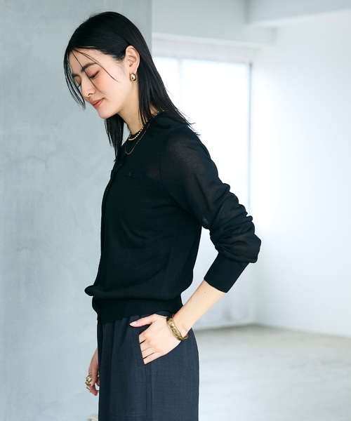 CROSS FUNCTION（クロスファンクション）の「《洗える》サマ美え フロントポケットシアーカーディガン【CROSS FUNCTION/クロスファンクション】（カーディガン/ボレロ・レディース・ブラック/ブルー/ベージュ/ライトグレー・M/L/LL）」の19枚目の写真