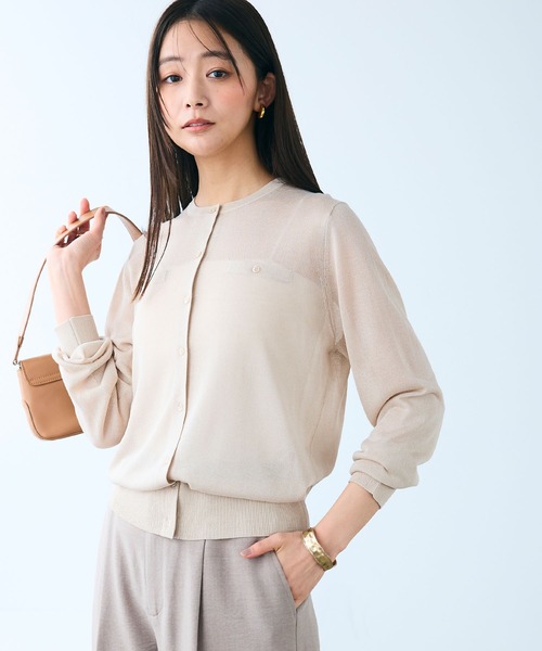 CROSS FUNCTION（クロスファンクション）の「《洗える》サマ美え フロントポケットシアーカーディガン【CROSS FUNCTION/クロスファンクション】（カーディガン/ボレロ・レディース・ブラック/ブルー/ベージュ/ライトグレー・M/L/LL）」の3枚目の写真