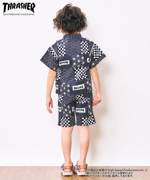 Ampersand（アンパサンド）の「THRASHER　甚平（浴衣・キッズ・ネイビー/オフホワイト・110/100/90/80/140/130/120）」の7枚目の写真