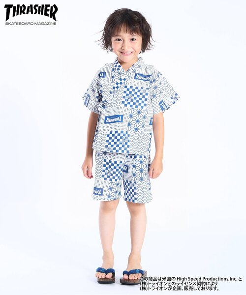Ampersand（アンパサンド）の「THRASHER　甚平（浴衣・キッズ・ネイビー/オフホワイト・110/100/90/80/140/130/120）」の11枚目の写真