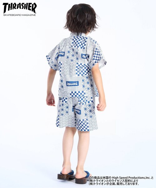 Ampersand（アンパサンド）の「THRASHER　甚平（浴衣・キッズ・ネイビー/オフホワイト・110/100/90/80/140/130/120）」の12枚目の写真
