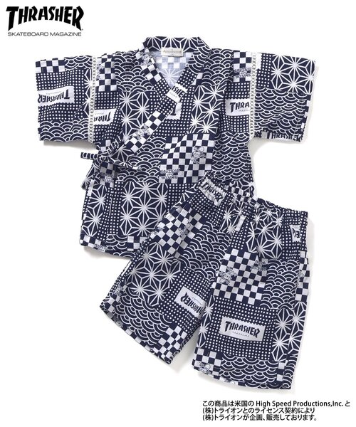 Ampersand（アンパサンド）の「THRASHER　甚平（浴衣・キッズ・ネイビー/オフホワイト・110/100/90/80/140/130/120）」の3枚目の写真