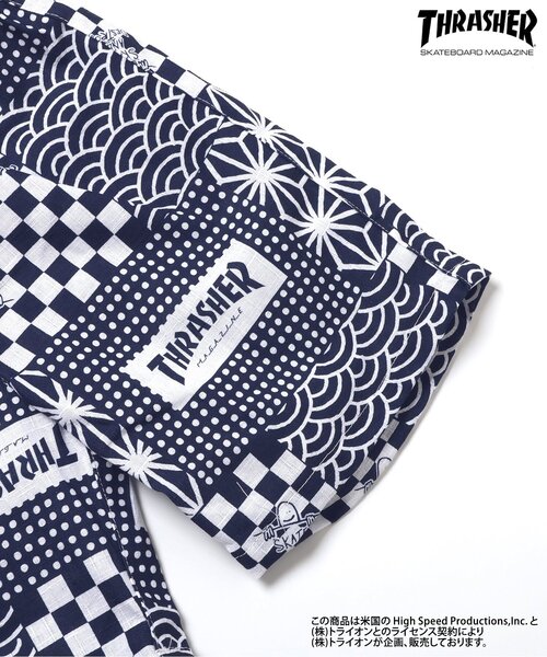 Ampersand（アンパサンド）の「THRASHER　甚平（浴衣・キッズ・ネイビー/オフホワイト・110/100/90/80/140/130/120）」の16枚目の写真