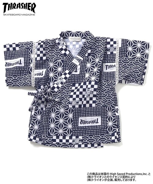 Ampersand（アンパサンド）の「THRASHER　甚平（浴衣・キッズ・ネイビー/オフホワイト・110/100/90/80/140/130/120）」の4枚目の写真