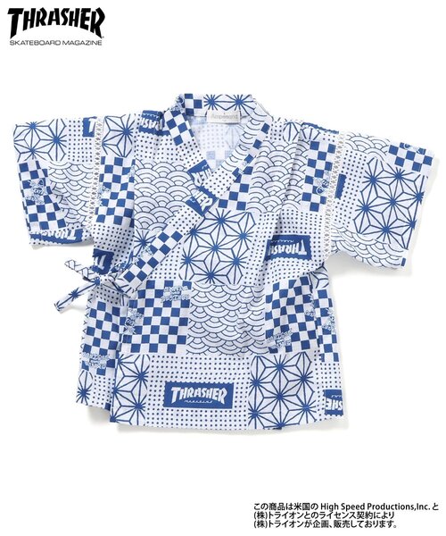 Ampersand（アンパサンド）の「THRASHER　甚平（浴衣・キッズ・ネイビー/オフホワイト・110/100/90/80/140/130/120）」の9枚目の写真