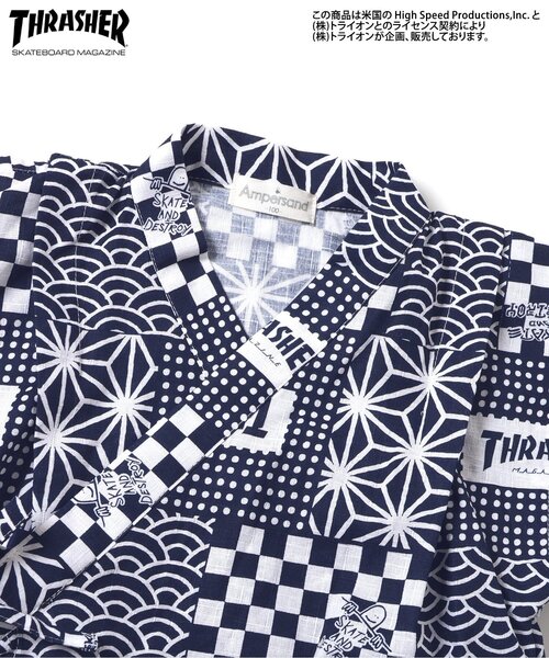 Ampersand（アンパサンド）の「THRASHER　甚平（浴衣・キッズ・ネイビー/オフホワイト・110/100/90/80/140/130/120）」の18枚目の写真