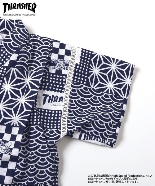 Ampersand（アンパサンド）の「THRASHER　甚平（浴衣・キッズ・ネイビー/オフホワイト・110/100/90/80/140/130/120）」の19枚目の写真