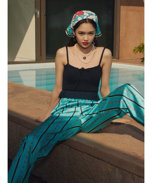 RIBBON LACE KNIT TOP NAVY