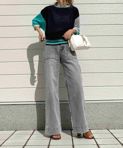Q(キュー)の「Qgirlワイドブラックデニム(デニムパンツ・レディース・グレー・LARGE/MEDIUM/SMALL)」の21枚目の写真