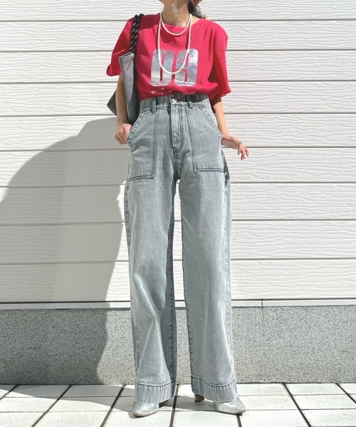 Q(キュー)の「Qgirlワイドブラックデニム(デニムパンツ・レディース・グレー・LARGE/MEDIUM/SMALL)」の20枚目の写真