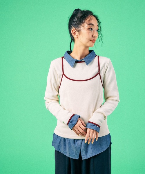 LEPSIM(レプシィム)の「キャミドッキングリブプルオーバー 639368(Tシャツ/カットソー・レディース・グレー/イエロー/オフホワイト・FREE)」の1枚目の写真
