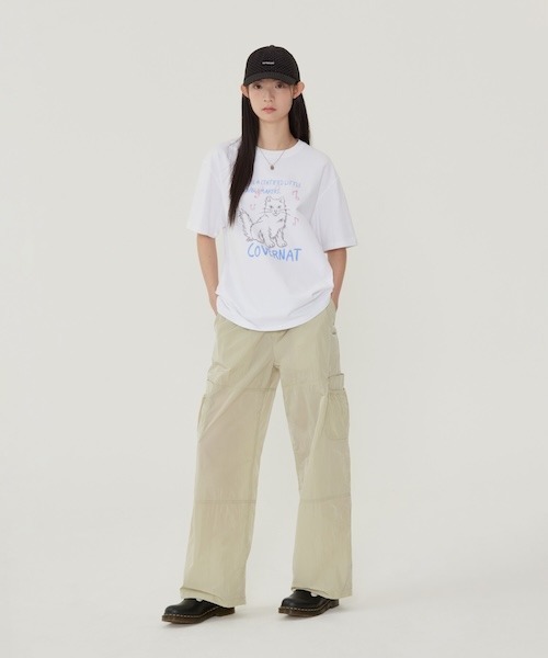 COVERNAT(カバーナット)の「WOMAN OVERSIZED CAT GRAPHIC T-SHIRT(Tシャツ/カットソー・レディース・ホワイト/チャコールグレー・MEDIUM/SMALL)」の3枚目の写真