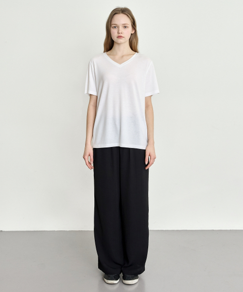 BASIC HOUSE（ベーシックハウス）の「レディース 通気性バンディングワイドパンツ ブラック（スウェットパンツ・レディース・ブラック・SMALL/MEDIUM/LARGE）」の5枚目の写真