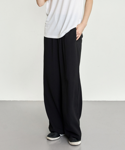 BASIC HOUSE（ベーシックハウス）の「レディース 通気性バンディングワイドパンツ ブラック（スウェットパンツ・レディース・ブラック・SMALL/MEDIUM/LARGE）」の10枚目の写真