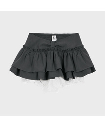 Ribbon Tiered Mini Skirt (Charcoal)