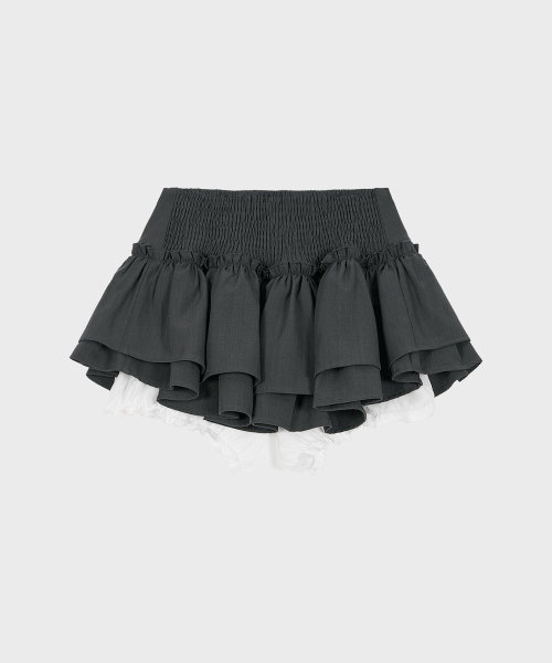 ALKI ALKA(アルキアルカ)の「Ribbon Tiered Mini Skirt (Charcoal)(スカート・レディース・ダークグレー・MEDIUM/SMALL)」の6枚目の写真