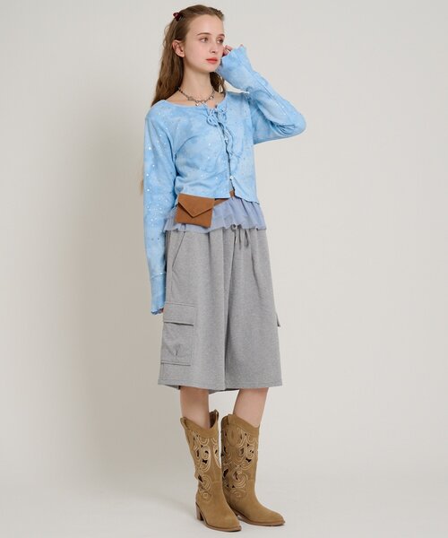 w closet(ダブルクローゼット)の「星リボンカーデ(Tシャツ/カットソー・レディース・ピンク/ブルー/オフホワイト/グレー/ブラック・FREE)」の15枚目の写真