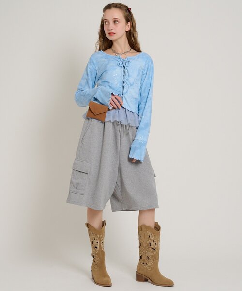 w closet(ダブルクローゼット)の「星リボンカーデ(Tシャツ/カットソー・レディース・ピンク/ブルー/オフホワイト/グレー/ブラック・FREE)」の16枚目の写真