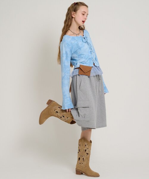 w closet(ダブルクローゼット)の「星リボンカーデ(Tシャツ/カットソー・レディース・ピンク/ブルー/オフホワイト/グレー/ブラック・FREE)」の17枚目の写真