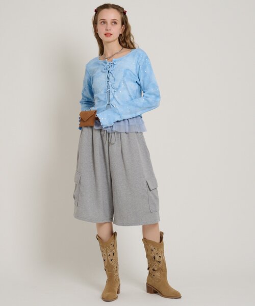 w closet(ダブルクローゼット)の「星リボンカーデ(Tシャツ/カットソー・レディース・ピンク/ブルー/オフホワイト/グレー/ブラック・FREE)」の19枚目の写真