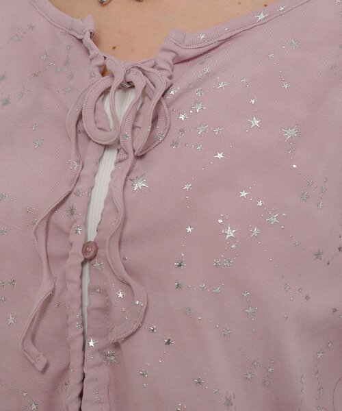 w closet(ダブルクローゼット)の「星リボンカーデ(Tシャツ/カットソー・レディース・ピンク/ブルー/オフホワイト/グレー/ブラック・FREE)」の12枚目の写真