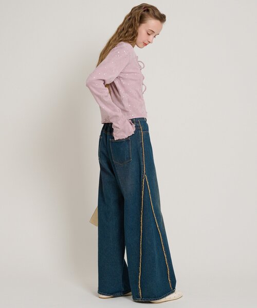 w closet(ダブルクローゼット)の「星リボンカーデ(Tシャツ/カットソー・レディース・ピンク/ブルー/オフホワイト/グレー/ブラック・FREE)」の7枚目の写真